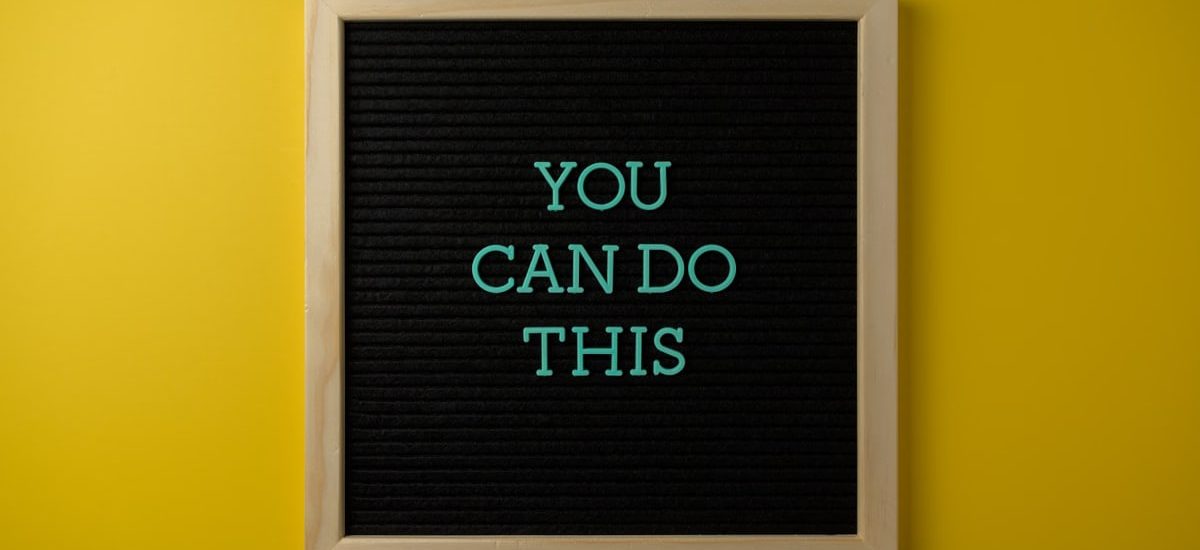 Inspirational message 'You Can Do This' displayed on a blackboard with a bold yellow backdrop.